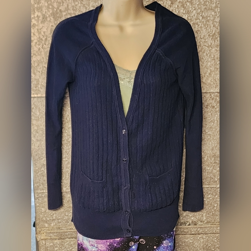 American Eagle Blue V Neck Cardigan Long Sleeve Womens Size XS